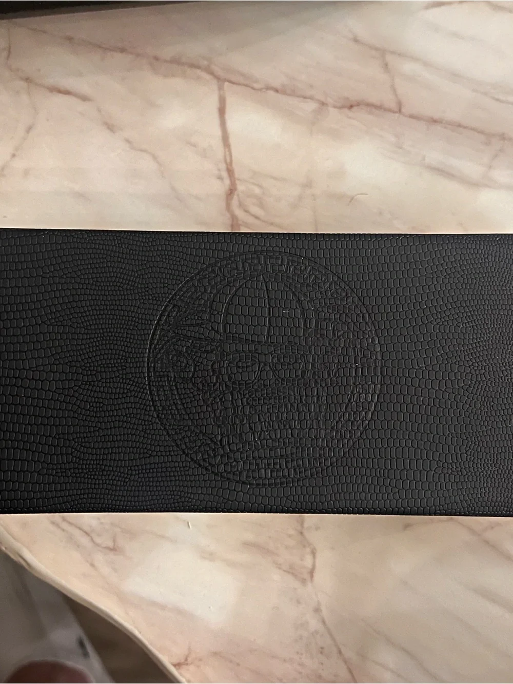 Black Textured Eyewear Case with Embossed Round Crest